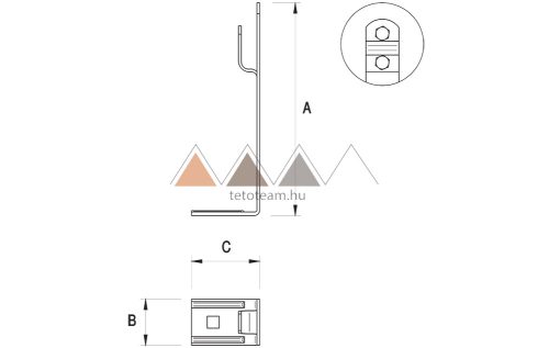 TT Villámvédelem Vezetéktartó síktetőfedéshez horganyzott        