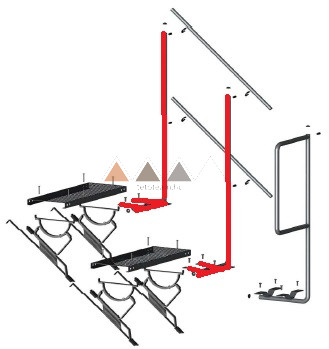 TT Tetőlépcső Korlátoszlop H.+Festett Ral 8004 Téglavörös   